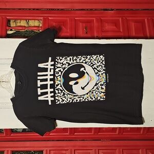Attila "Fake Friends" Black Cotton Ying-yang Smiley Face Graphic Band T-shirt